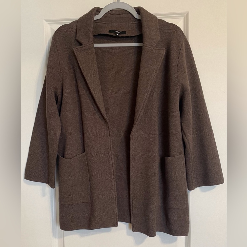 Quince 100% Organic Cotton Knit Blazer, Heather Brown, Size Small  NEVER WORN